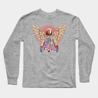 Colorful Astronaut with Wings Long Sleeve T-Shirt